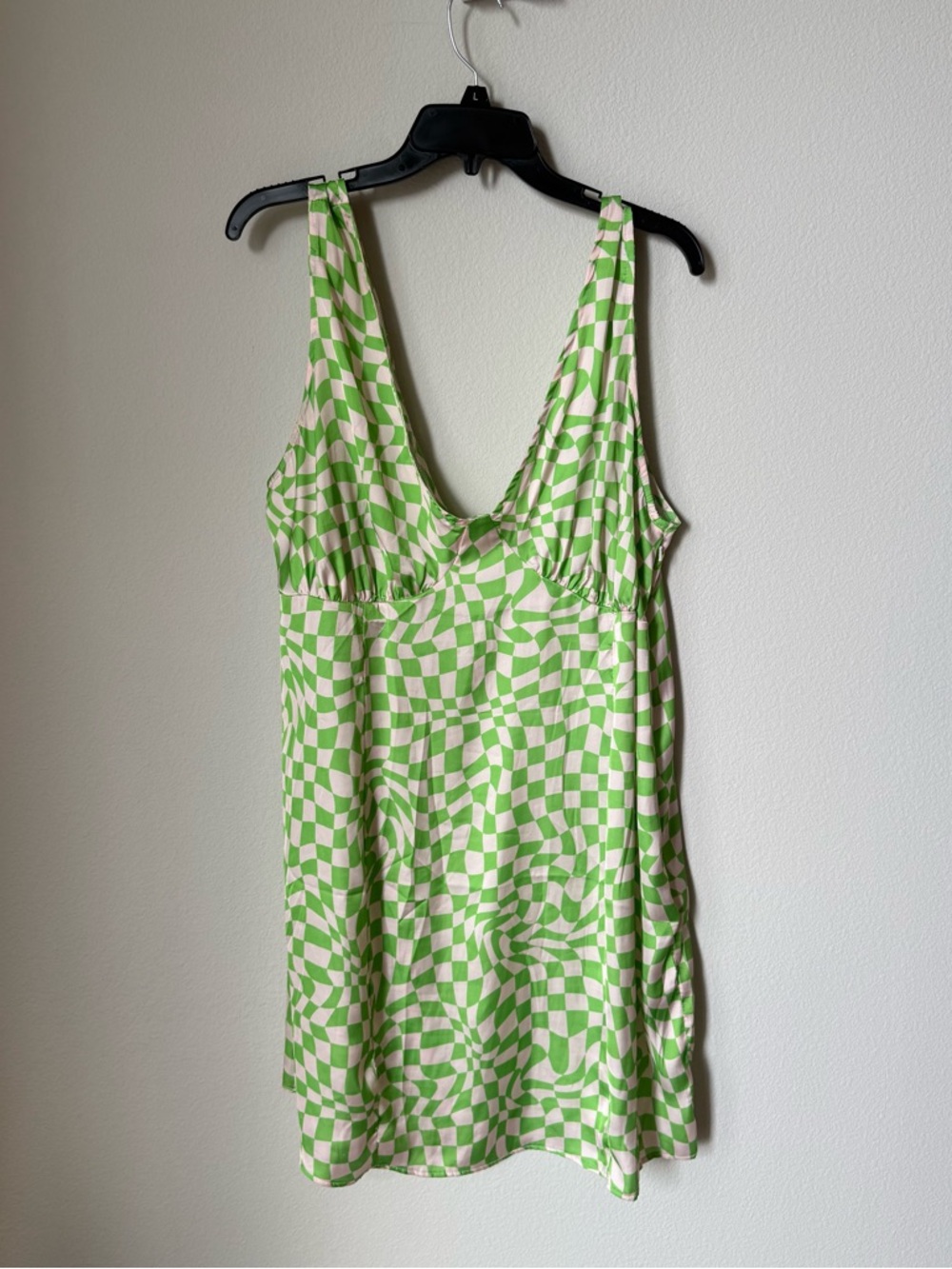 ASOS Curve Lime Green and White Checkerboard Mini Dress
